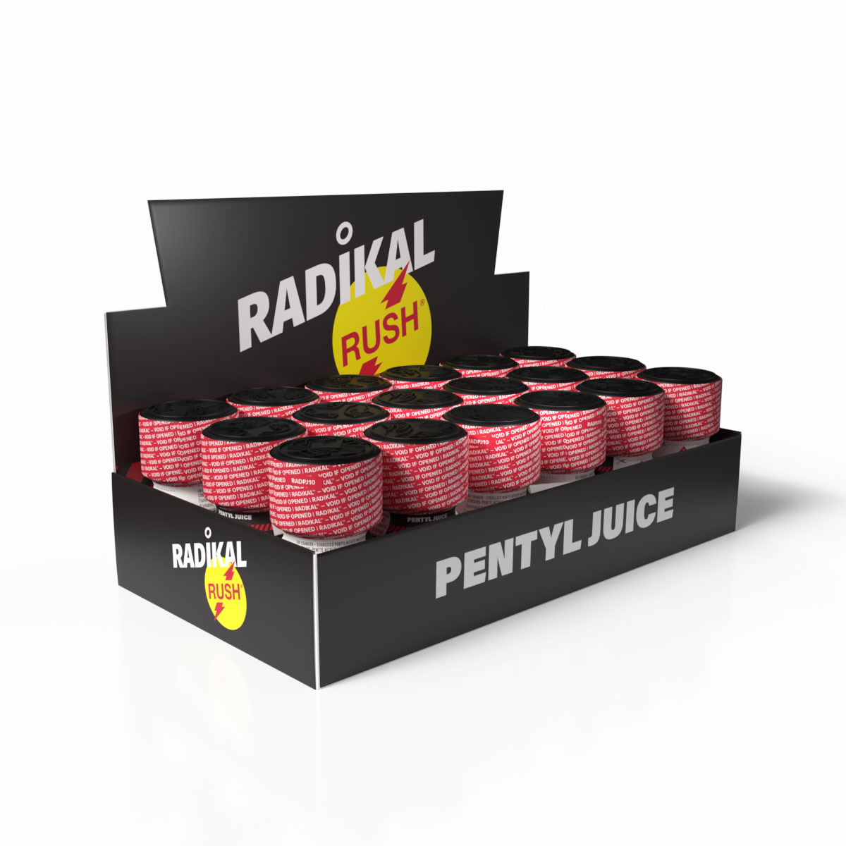 Expositor Radikal Rush Pentyl Juice — bandeja 18 unidades