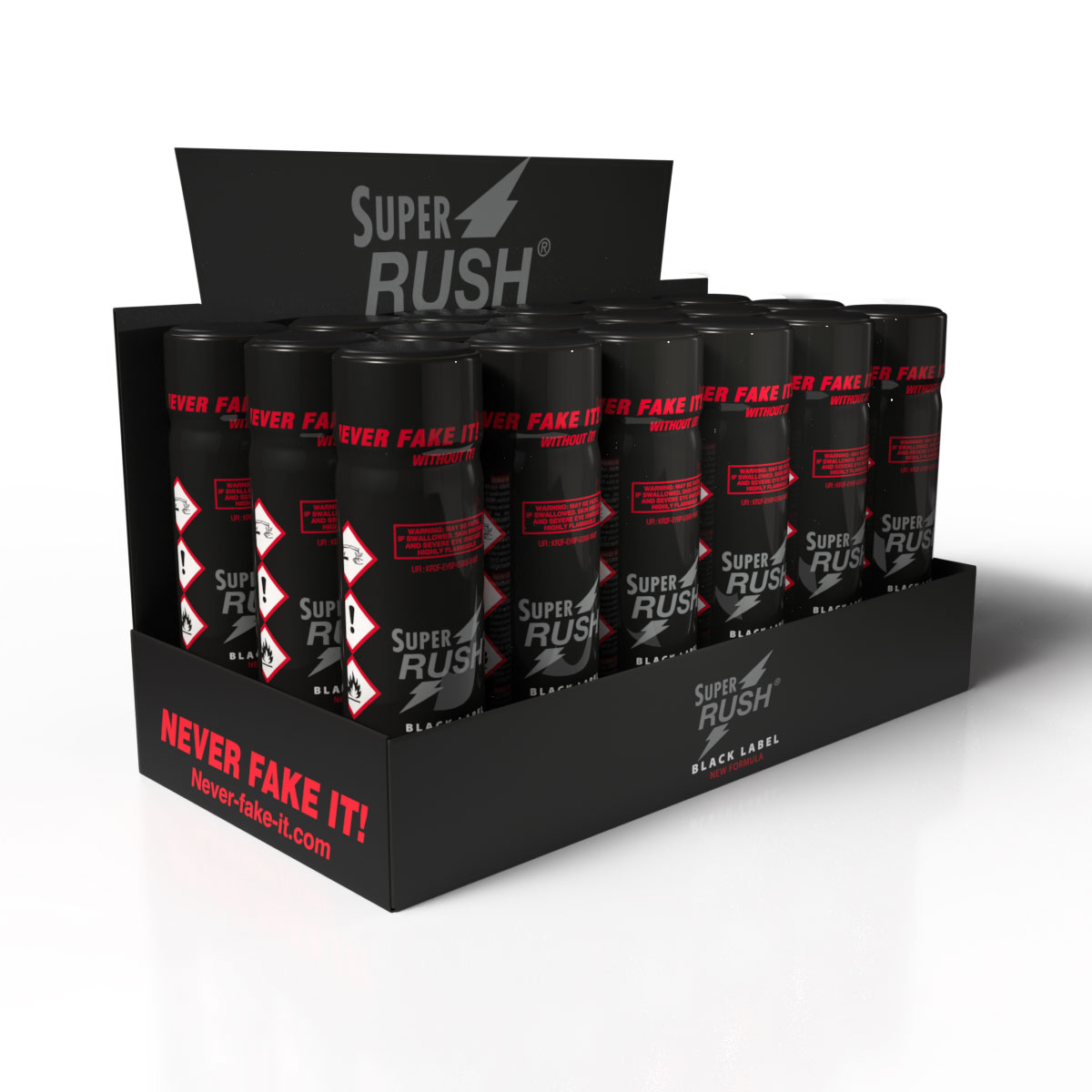 Super Rush Black Label Tall counter display tray — 18 units